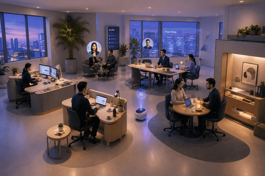 Moment informel et convivial entre collègues dans l’espace virtuel